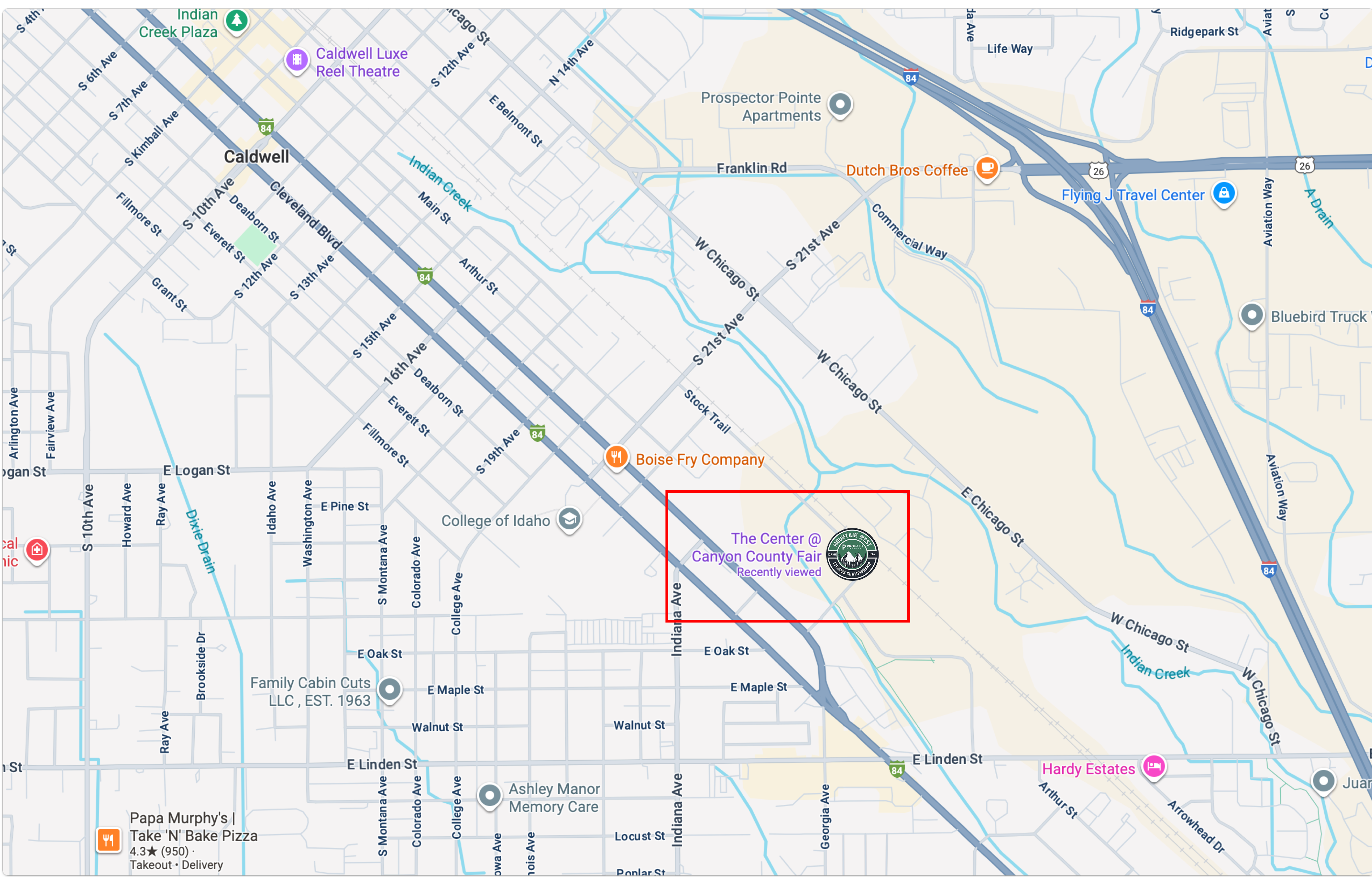 Map to Canyon County Event Center